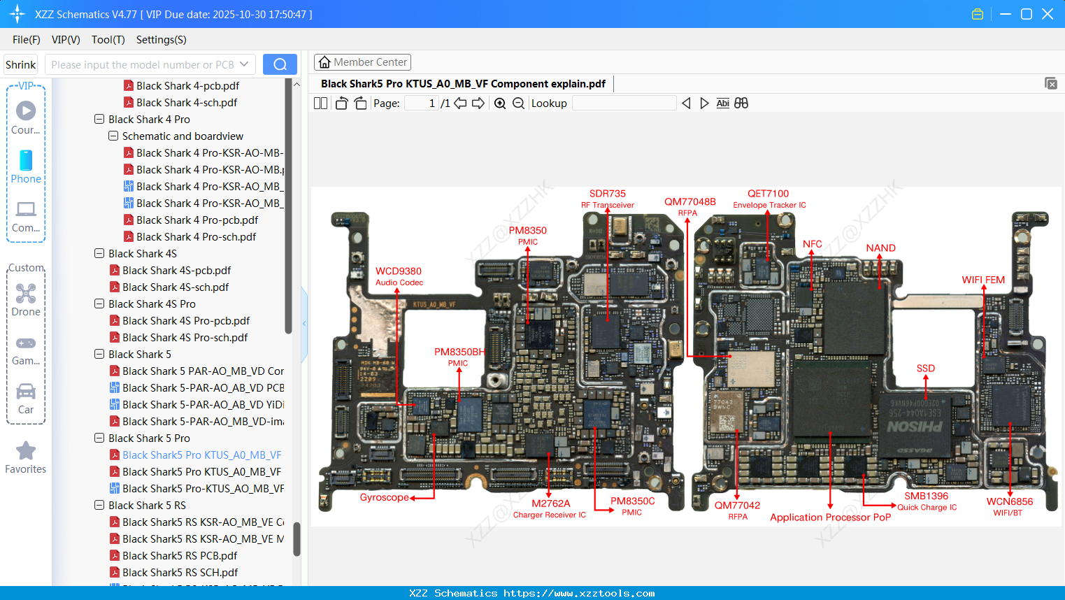 Xiaomi Black Shark5 Pro KTUS_A0_MB_VF Component Explain